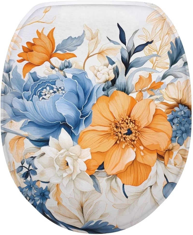 Flashideas Flower Toilet Lid Cover Bathroom Decoration Accessories Bathroom Toilet Lid Soft Plush Seat Covers Seat Covers Fits Most Lids for Accessories Decor - Image 1